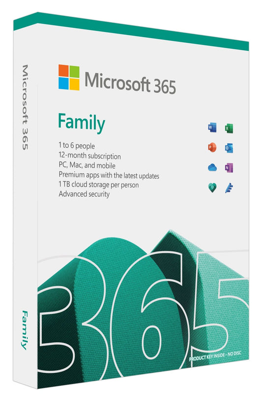 Microsoft 365 Family Electronic License 1 Year Subscription - Aussie Gadgets