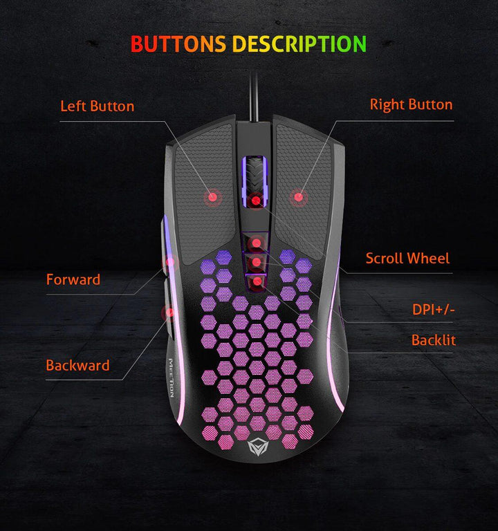 Meetion Honeycomb Lightweight Gaming Mouse - Aussie Gadgets