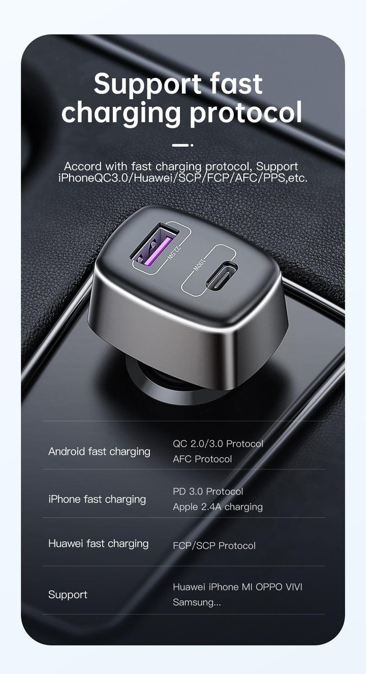 100W 5A PD USB-A Type-C Phone Laptop Car Charger - Aussie Gadgets