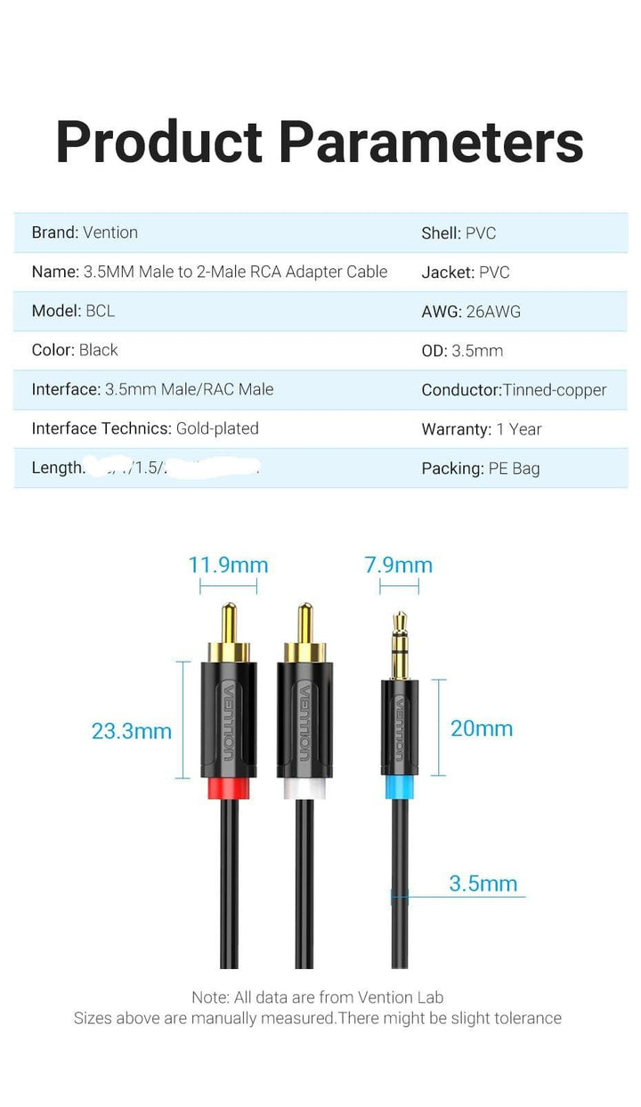 3.5MM to RCA Adaptor Male Cable - Aussie Gadgets