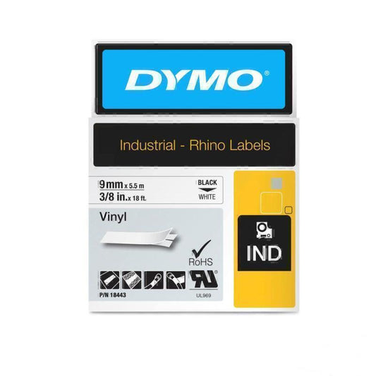 Dymo Rhino Black on White 9mm Tape
