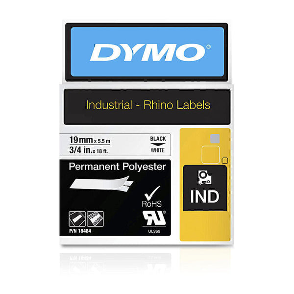 Dymo Rhino Black on White 19mm Tape
