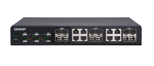 QNAP Twelve 10GbE SFP+ ports with shared eight 10GBASE-T ports unmanage switch