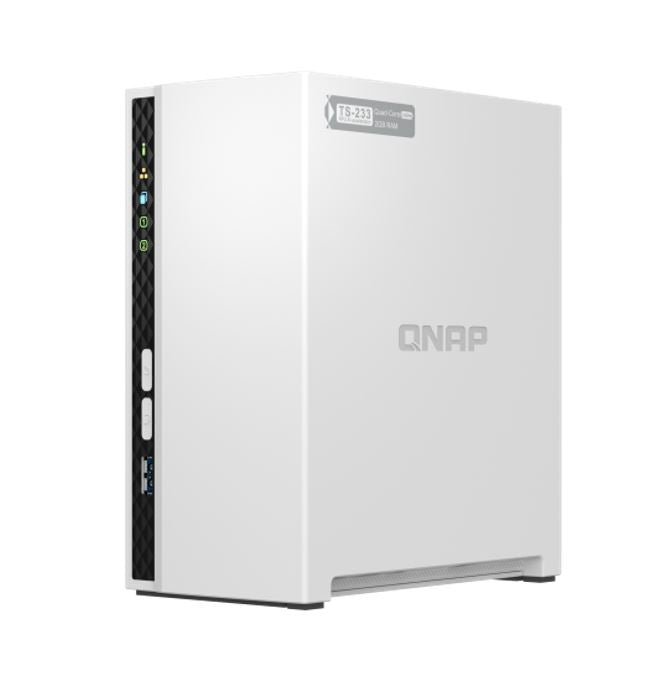 QNAP TS-233 2 Bay NAS ARM 4-core Cortex-A55 2.0GHz processor 2GB Hot-swappable 1xGbE WOL 2xUSB2.0 1xUSB3.2 FAN 2 year warranty