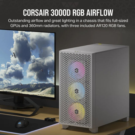 Corsair Carbide Series 3000D RGB Solid Steel Front ATX Tempered Glass White