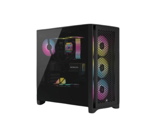 Corsair iCUE 4000D RGB Airflow Mesh Front Panel Mid-Tower. Black. 3x AF120 RGB Elite Fans