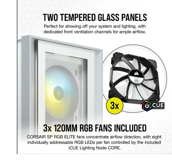 Corsair iCUE 4000D RGB Airflow Mesh Front Panel Mid-Tower