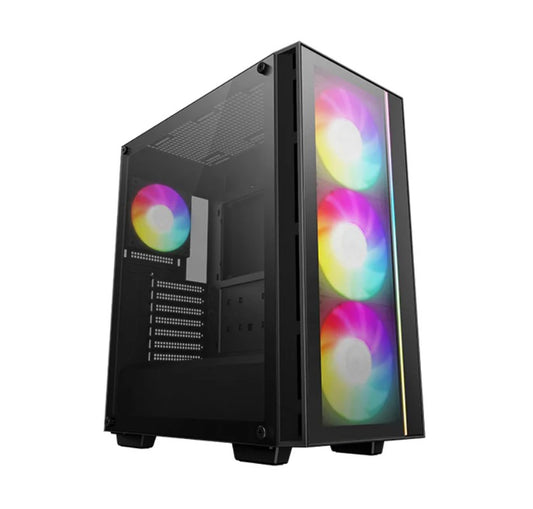 DeepCool MATREXX 55 V4 C Full Tempered Glass Side Panel ATX Case. Front top USB3.0