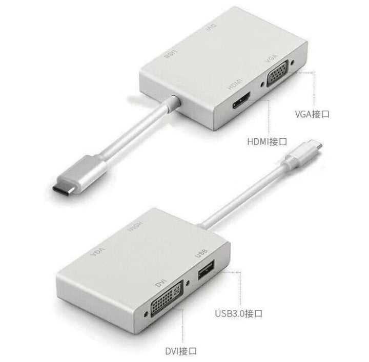 8ware 4-in-1 Hub 4K USB C to HDMI DVI VGA Adapter with USB 3.1 Gen 1 Port for Mac Book Pro 2018 Chromebook Pixel XPS Surface Go(Retail Package)