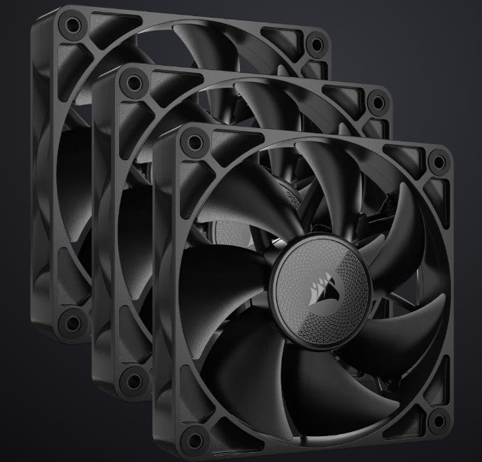 Corsair RX120 iCUE LINK RX120 120mm PWM Fan Triple Starter Kit. Black Fan - Glass fiber-reinforced LCP fan blades