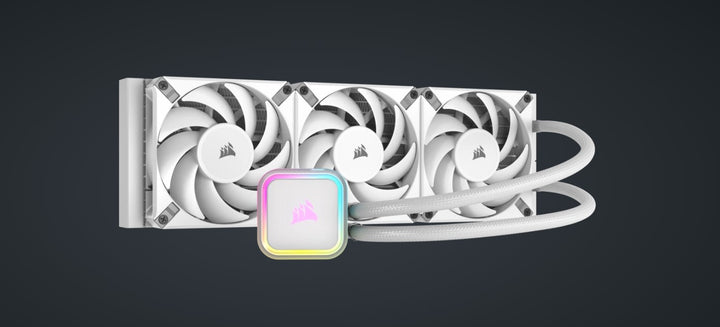 CORSAIR iCUE H150i ELITE RGB Liquid CPU Cooler - White - 360mm