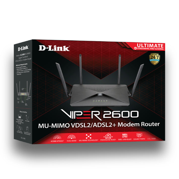 D-Link VIPER 2600 Dual-Band MU-MIMO Gigabit VDSL2 / ADSL2+ Modem Router