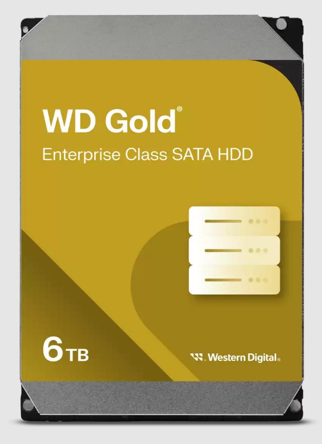 Western Digital 6TB 3.5' WD Gold Enterprise Class SATA 6 Gb/s HDD 7200 RPM  CMR  Cache Size  256MB  5-Year Limited Warranty