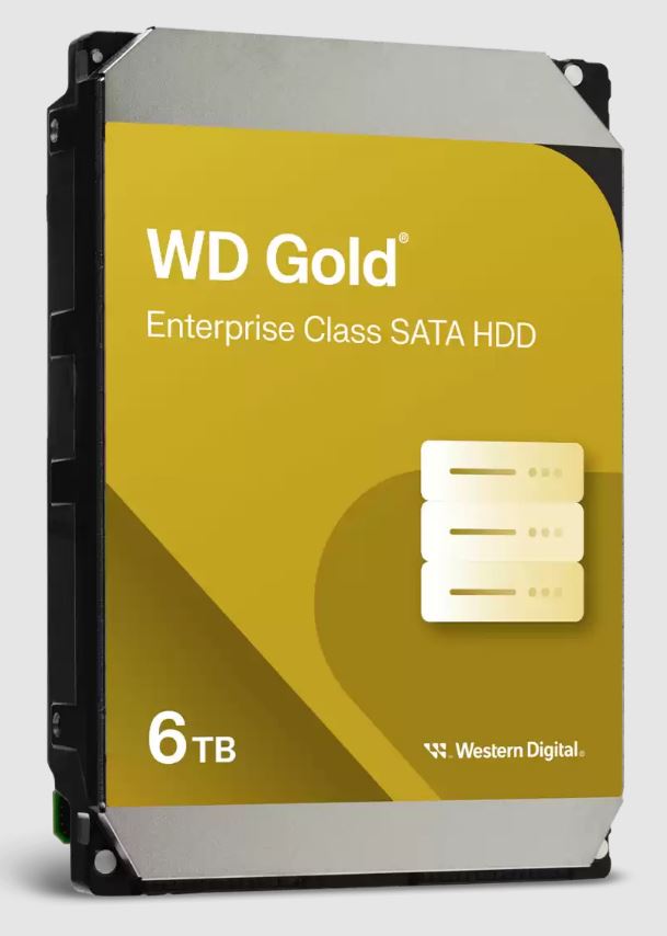 Western Digital 6TB 3.5' WD Gold Enterprise Class SATA 6 Gb/s HDD 7200 RPM  CMR  Cache Size  256MB  5-Year Limited Warranty