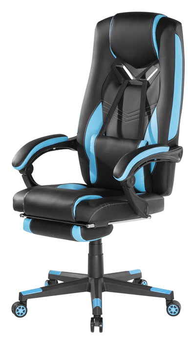 Brateck Premium PU Gaming Chair with Lumbar Support and Retractable Footrest (63x71x119~129cm) up to 150kg-PU Leather