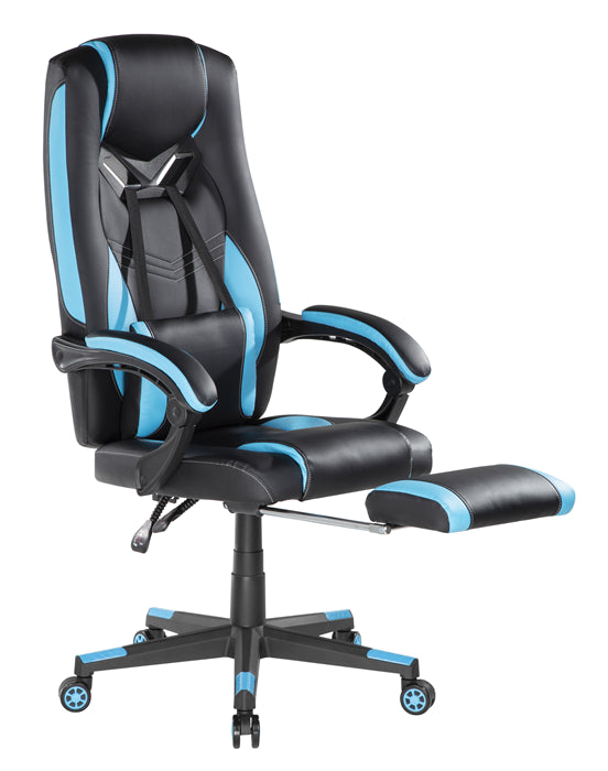 Brateck Premium PU Gaming Chair with Lumbar Support and Retractable Footrest (63x71x119~129cm) up to 150kg-PU Leather