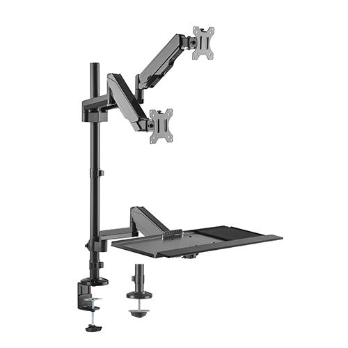 Brateck Gas Spring Sit-Stand Workstation Dual Monitors Mount Fit Most 17'-32' Moniters Up to 8kg per screen