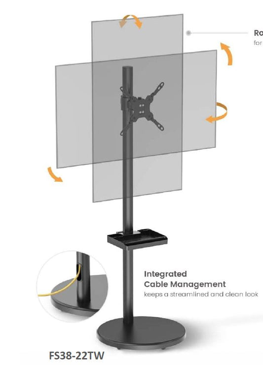 Brateck Mobile Spring assisted Display Floor Stand Fit Most 17'-35' Monitor Up to 10kg per screen VESA 75x75/100x100(NEW) Black colour