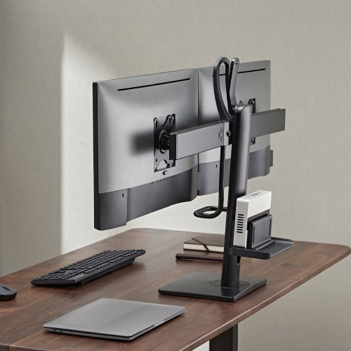 Brateck Dual Screens Vertical Lift Monitor Stand With Thin Client CPU Mount  Fit Most 17'-27' Monitor Up to 6kg per screen VESA 100x100