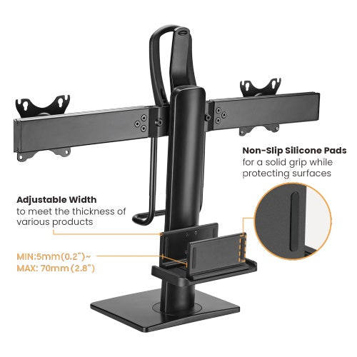 Brateck Dual Screens Vertical Lift Monitor Stand With Thin Client CPU Mount  Fit Most 17'-27' Monitor Up to 6kg per screen VESA 100x100