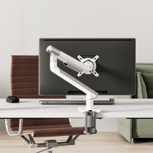 Brateck Single Monitor Premium Slim Aluminum Spring-Assisted Monitor Arm Fix Most 17'-32' Monitor Up to 9kg per screen VESA 75x75/100x100 -   White