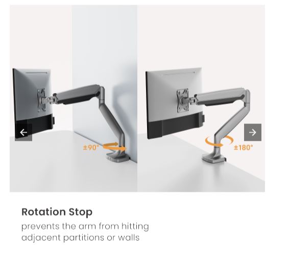 Brateck LDT82-C012 SINGLE SCREEN HEAVY-DUTY GAS SPRING MONITOR ARM For most 17'~45' Monitors