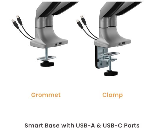 Brateck LDT82-C024UC DUAL SCREEN HEAVY-DUTY GAS SPRING MONITOR ARM WITH USB PORTS For most 17'~35' Monitors