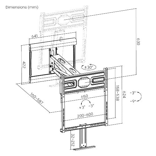 Brateck Premium Pull Down Mantel TV Wall Mount For 65'-85' up to 45KG