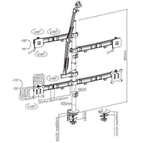 Brateck Dual-Monitor All-in-One Studio Setup Desktop Mount Fit17'-32' Up to 9kg(LS)