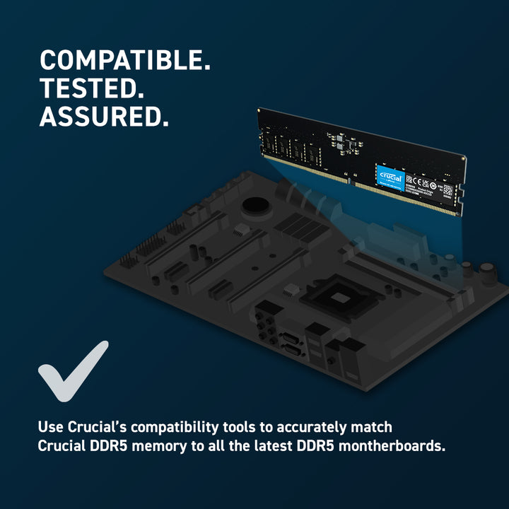 Crucial 32GB (1x32GB) DDR5 UDIMM 5200MHz CL42 Desktop PC Memory