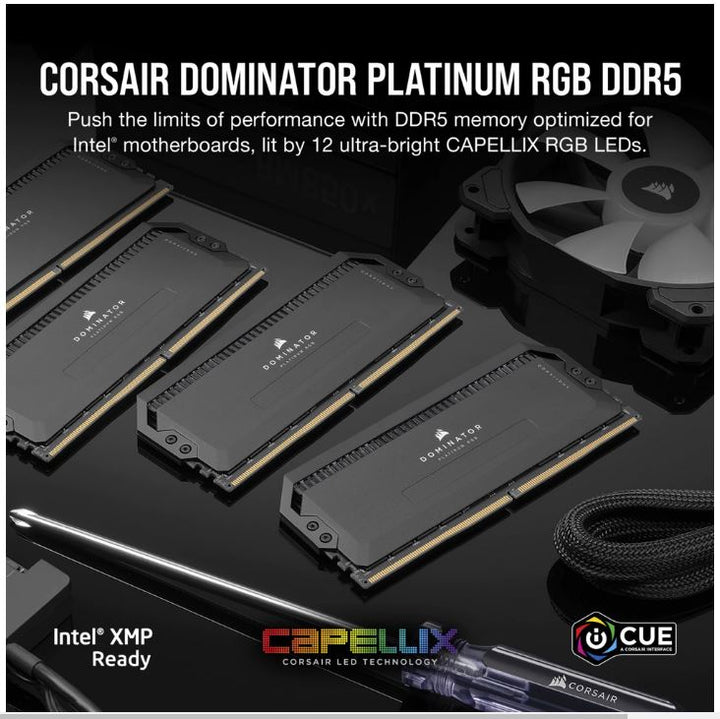 Corsair Dominator Platinum RGB 32GB (2x16GB) DDR5 UDIMM 5200Mhz C40 1.25V Black Desktop PC Gaming Memory