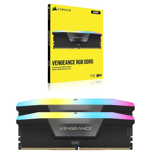 Corsair Vengeance RGB 32GB (2x16GB) DDR5 UDIMM 6200MHz C36 1.3V Desktop Gaming Memory Black