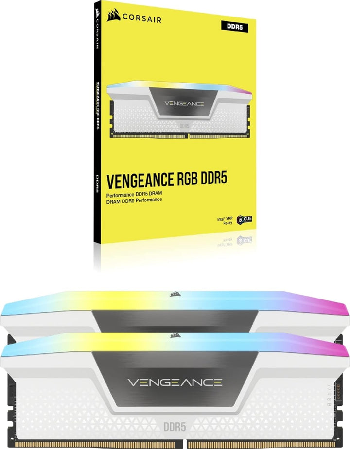 Corsair Vengeance RGB 32GB (2x16GB) DDR5 UDIMM 6400MHz C36 1.35V Desktop Gaming Memory White