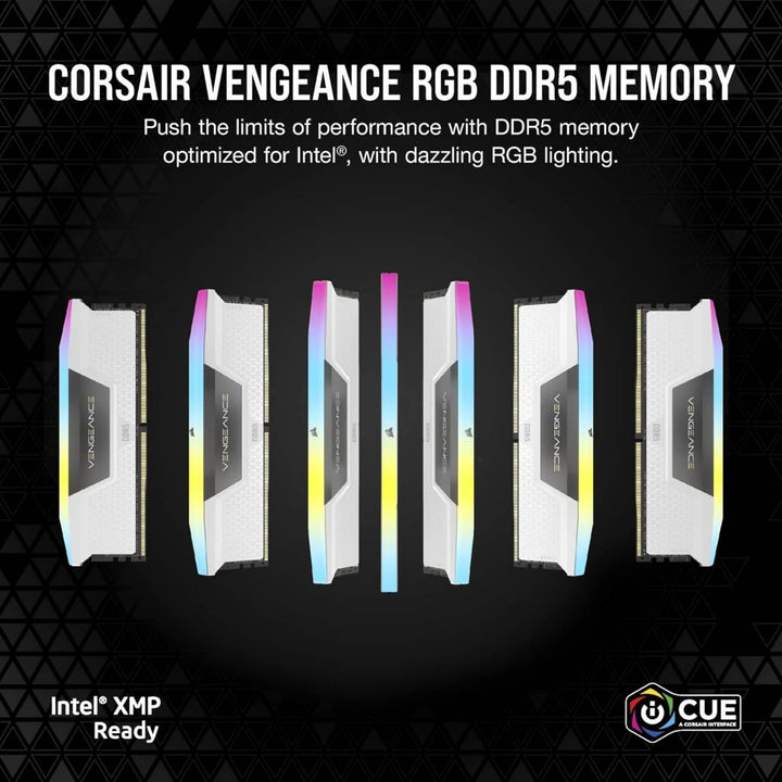 Corsair Vengeance RGB 32GB (2x16GB) DDR5 UDIMM 6400MHz C36 1.35V Desktop Gaming Memory White