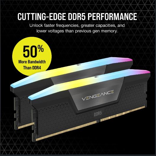 Corsair Vengeance RGB 32GB (2x16GB) DDR5 UDIMM 6800MHz C40 1.4V Desktop Gaming Memory Black