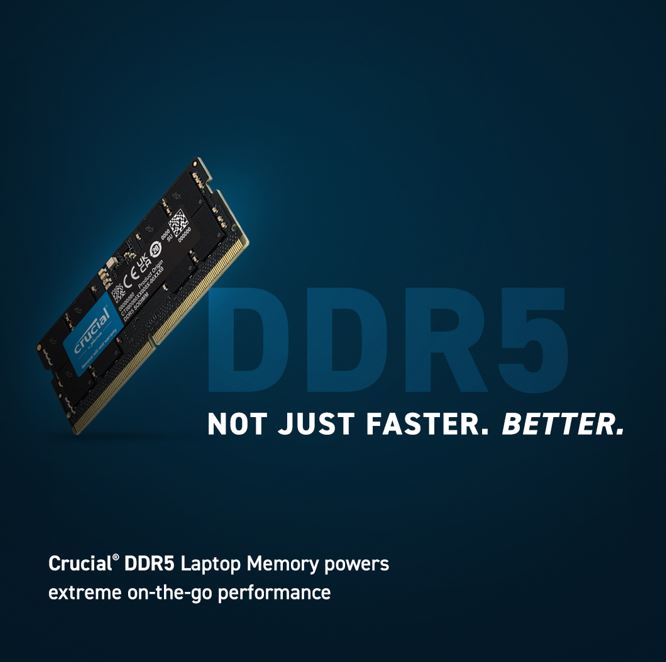 Crucial 32GB (1x32GB) DDR5 SODIMM 5600MHz CL46 Notebook Laptop Memory