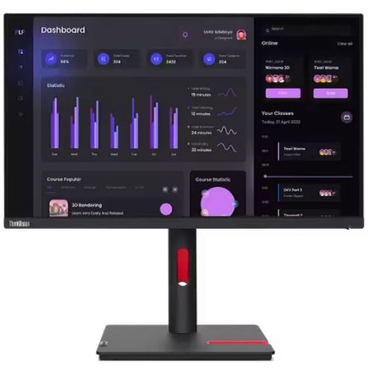 LENOVO ThinkVision T24I-30 23.8'/24' 60Hz FHD Monitor 1920x1080 16:9 Anti-Glare Height Adjustable Titl Swivel Pivot 4xUSB3.2 Hub VGA DP HDMI Audio 3yr