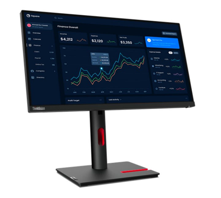 LENOVO ThinkVision T27i-30 27' FHD IPS Monitor 1920x1080 16:9 Anti-Glare Height Adjustable Tilt Swivel Pivot 4xUSB3.2 Hub VGA DP HDMI 3yr