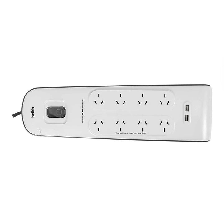 Belkin BSV804 8-Outlet 2-Meter Surge Protection Strip with two 2.4 amp USB charging ports