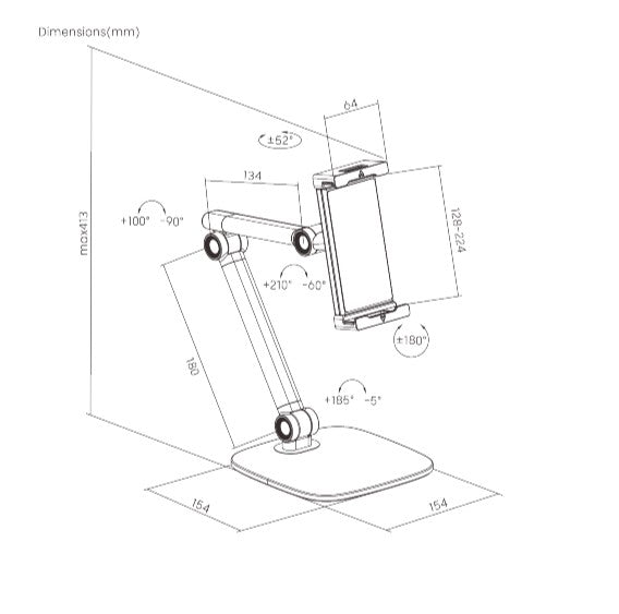 Brateck PAD39-02 SIMPLICITY UNIVERSAL PHONE/TABLET TABLETOP STAND Compatible with most 4.7'~12.9' phones