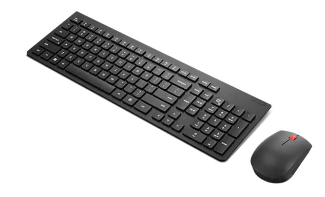 Lenovo Essential Wireless Combo Keyboard & Mouse Gen2 Low Profile Adjustable Tilt Leg Spill Resistant 1600DPI 3 buttons Optical Sensor 18mths Battery