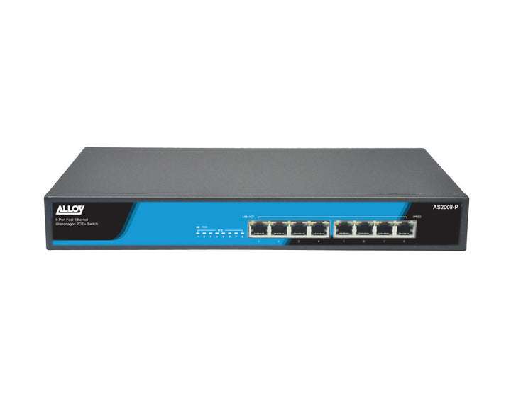 Alloy AS2008-P  8 Port Unmanaged Fast Ethernet 802.3at PoE Switch