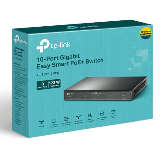 TP-Link TL-SG1210MPE 10-Port Gigabit Easy Smart Switch with 8-Port PoE+PORT: 8√ó Gigabit PoE+ Ports