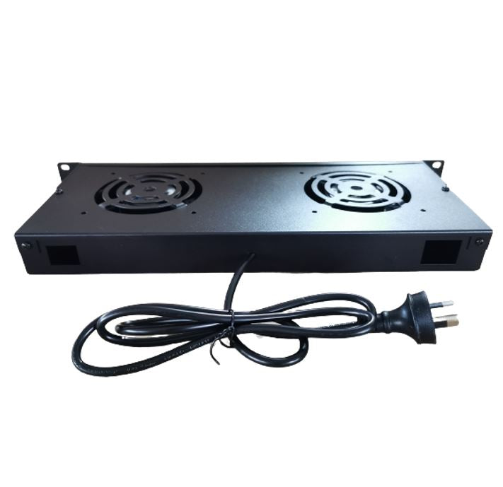 LDR 2 Way Rackmountable Fan Kit with power switch - 2x Fans - 1U Size - Black Metal Construction