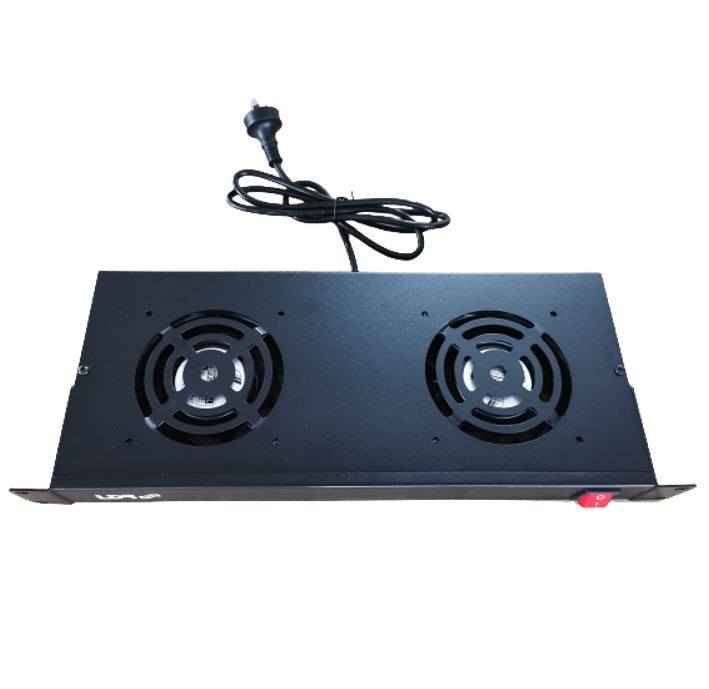 LDR 2 Way Rackmountable Fan Kit with power switch - 2x Fans - 1U Size - Black Metal Construction