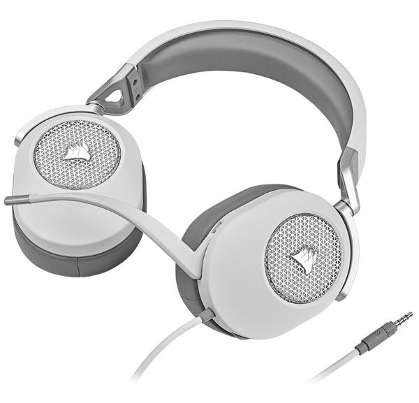 Corsair HS65 White 7.1 Dolby Atoms Surround Wired Headset. All Day Comfort