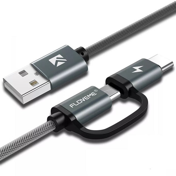 USB A to Micro-USB USB-C 2-in-1 Fast Charging Cable - Aussie Gadgets