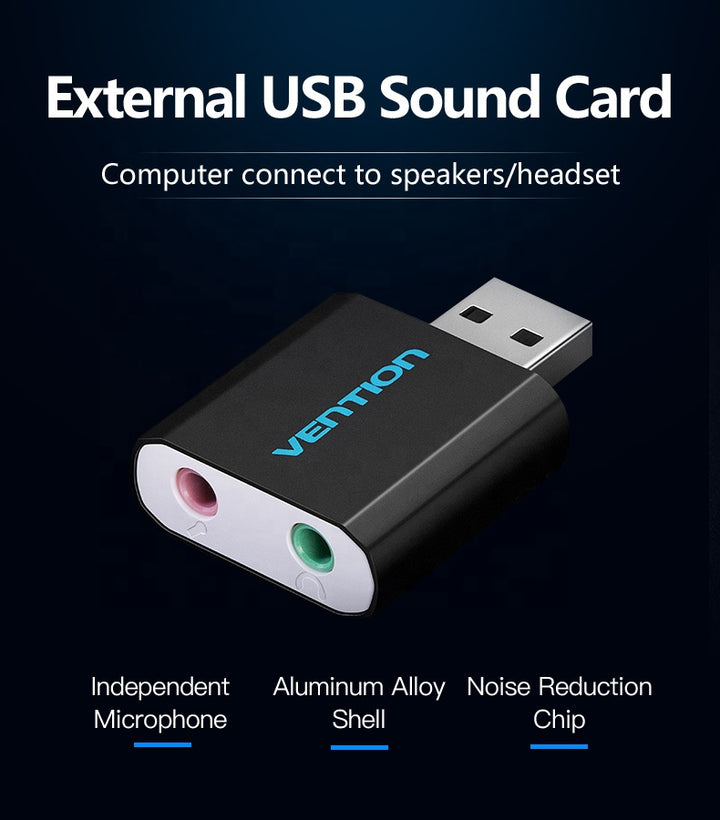 USB Sound Card Adaptor 3.5mm Audio Microphone Output - Aussie Gadgets