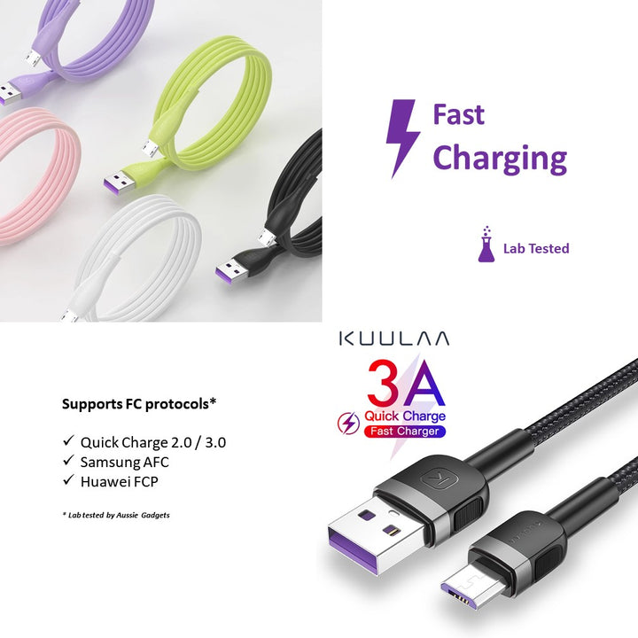 USB A to Micro USB 3A Fast Charging Cable - Aussie Gadgets