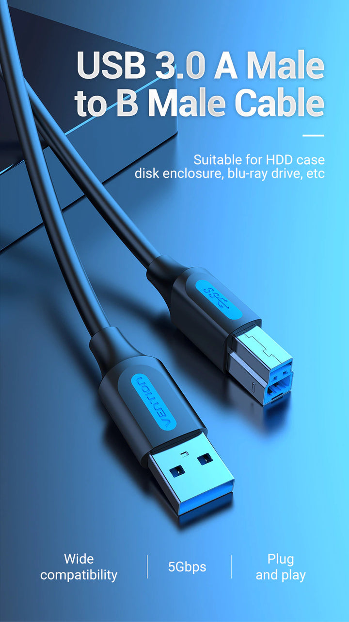 USB 3.0 Type-A to Type-B Male Printer Cable - Aussie Gadgets